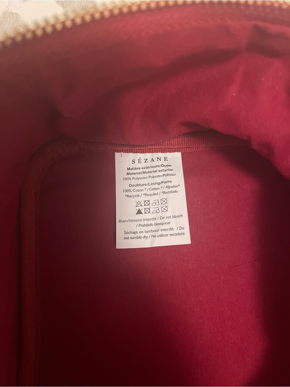 Sezane Red Velvet Travel Pouch with Gold Zipper - Picture 3 of 4